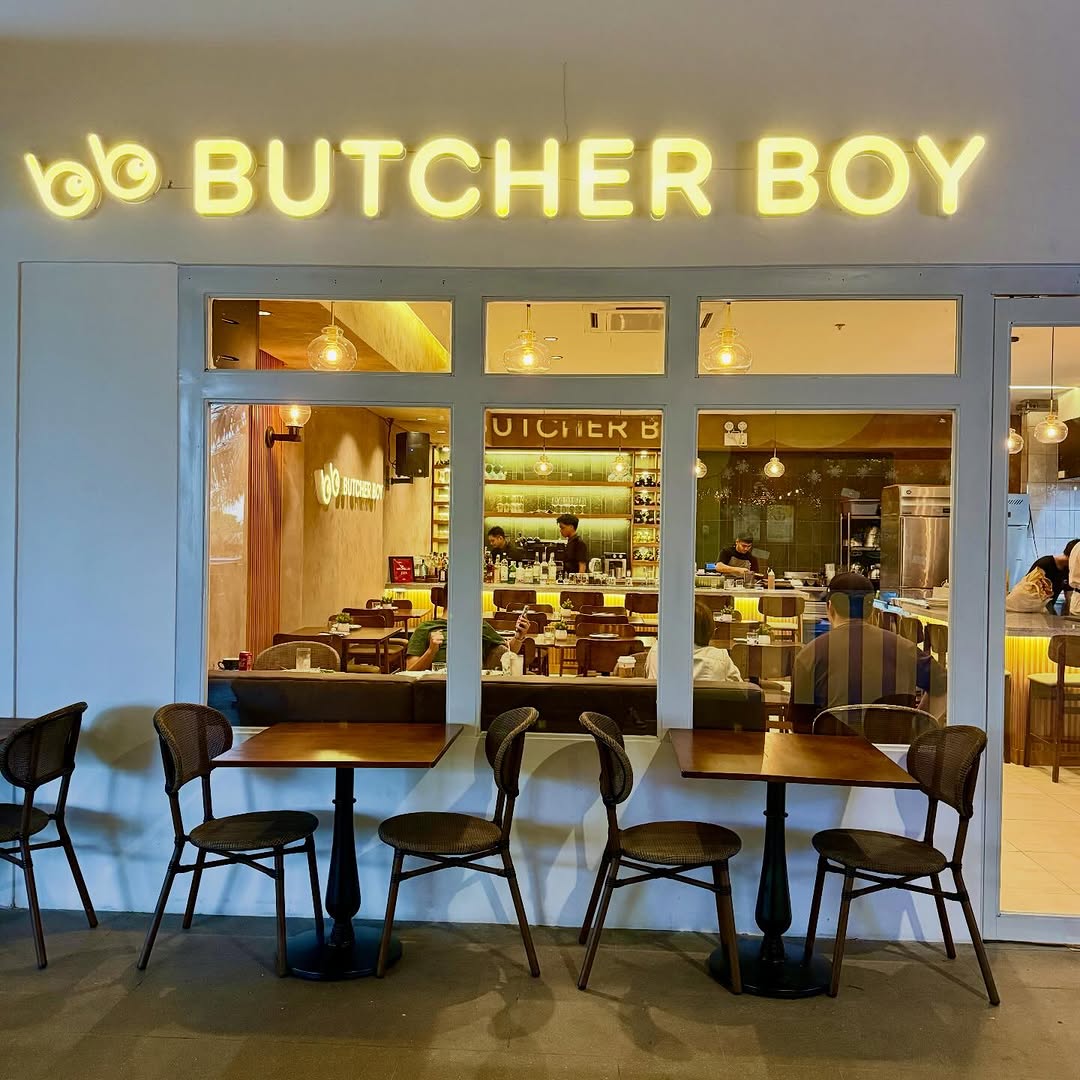 Butcher Boy exterior neon sign